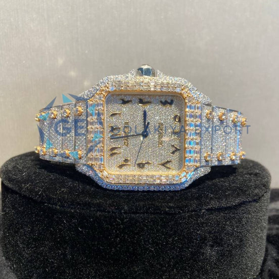 Moissanite Diamond Dual Tone Men's Luxury Watch