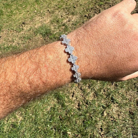 Iced Out Moissanite Baguette Clover Tennis Bracelet