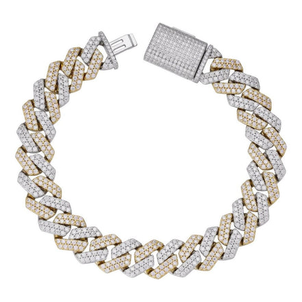 Dual Tone Cuban Link Moissanite Diamond Bracelet