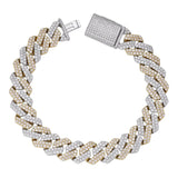 Dual Tone Cuban Link Moissanite Diamond Bracelet