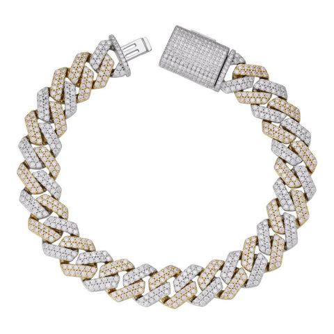 Dual Tone Cuban Link Moissanite Diamond Bracelet