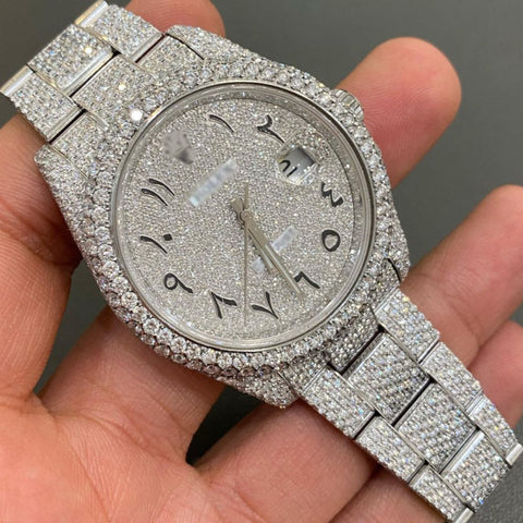 Fully Iced Out Arabic Dial Moissanite Watch