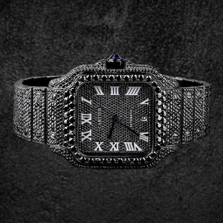 Iced Out Black Moissanite Diamond Hip Hop Watch