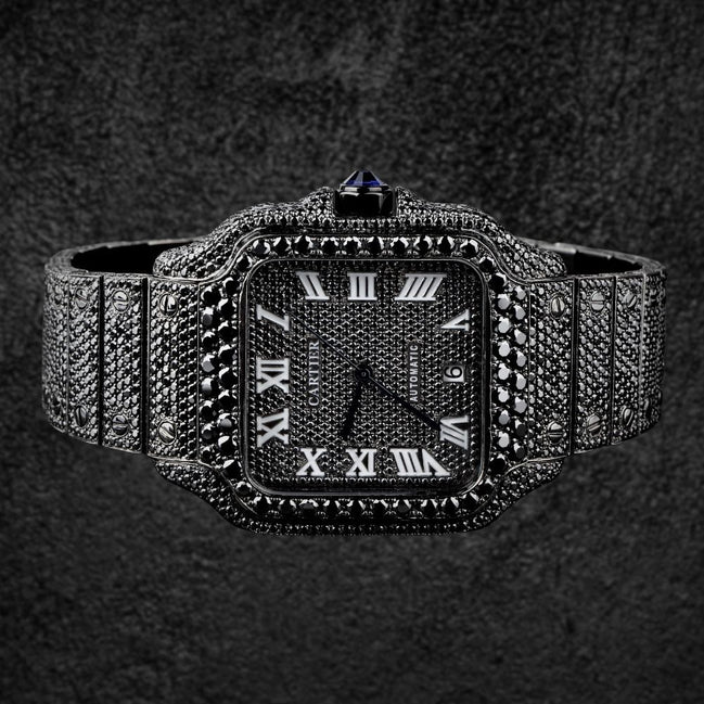 Iced Out Black Moissanite Diamond Hip Hop Watch