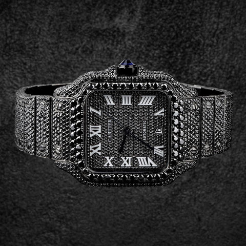 Iced Out Black Moissanite Diamond Hip Hop Watch