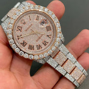 Rose & White Roman Number Moissanite Luxury Watch