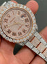 Rose & White Roman Number Moissanite Luxury Watch