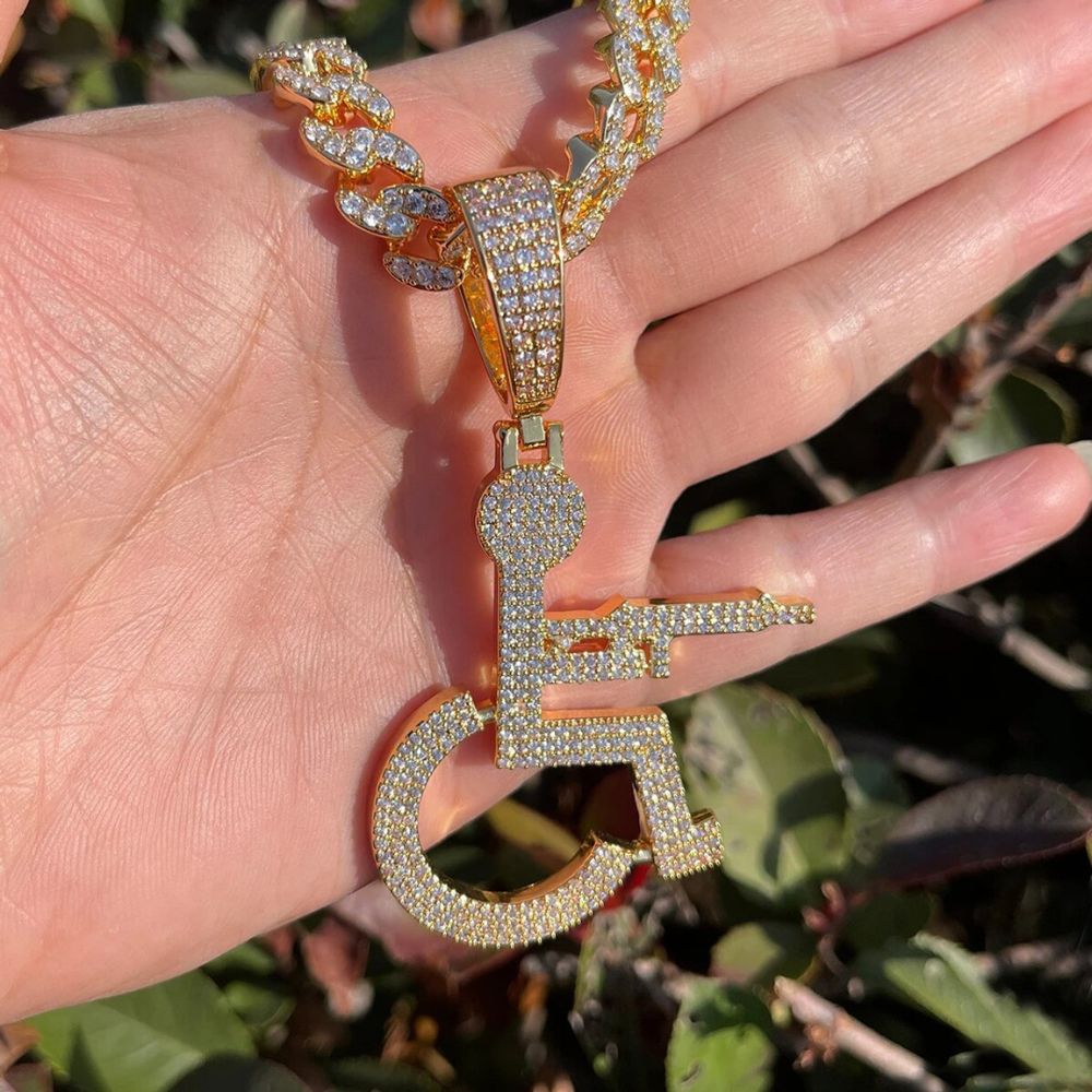 Handicap Moissanite Diamond Customize Pendant For Men's