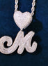 Baguette Cut Moissanite Heart Bail Initial Letter Pendant