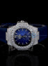Blue Rubber Strap Moissanite Diamond Luxury Watch