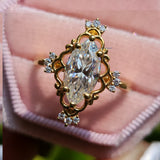 Lab Grown Diamond Marquise Cut Vintage Art Deco Wedding Ring