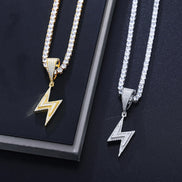 Moissanite Baguette Cut Lightning Bolt Pendant