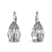 Solitaire Pear Cut Moissanite Lever Back Hoops