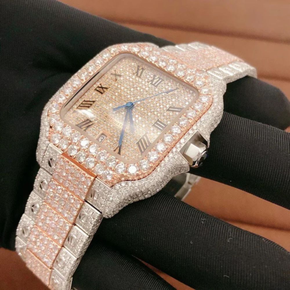 Full Rose Roman Dial Moissanite Fancy Watch