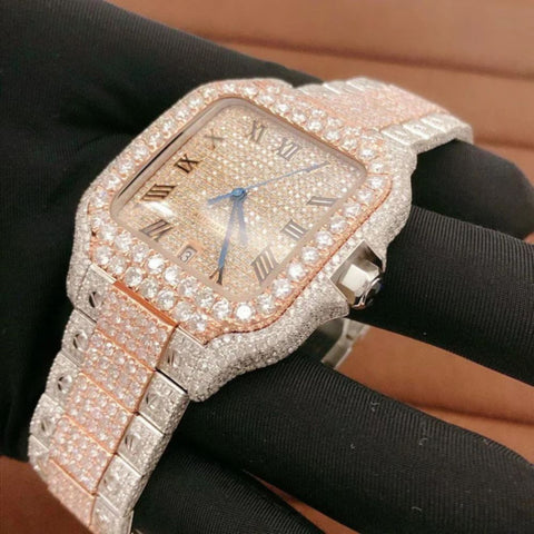 Full Rose Roman Dial Moissanite Fancy Watch