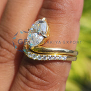 Oval Cut Yellow Gold Ring Set Lab Grown Diamond Ring