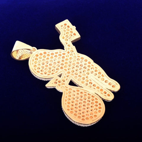 Money Bag Cash Man 925 Silver Moissanite Pendant