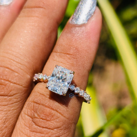 Rose Gold 2.5CT Radiant Cut Lab Grown Diamond Engagement Ring