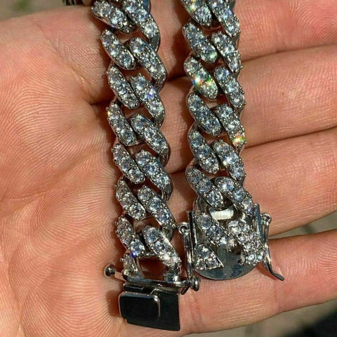 D Color Moissanite Iced Out Cuban Link Bracelet