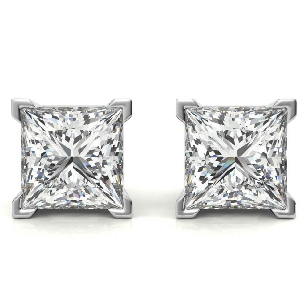 Solitaire Princess Cut Moissanite Stud Earrings For Her