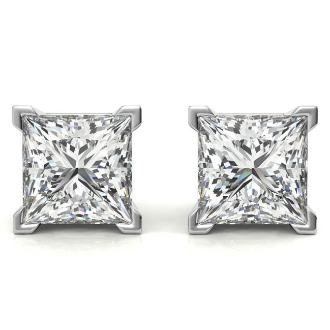Solitaire Princess Cut Moissanite Stud Earrings For Her