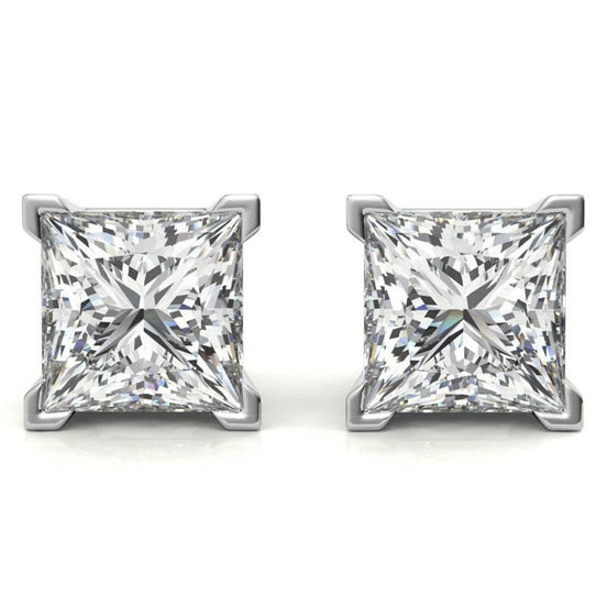 Solitaire Princess Cut Moissanite Stud Earrings For Her