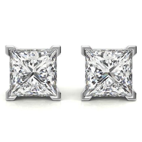 Solitaire Princess Cut Moissanite Stud Earrings For Her