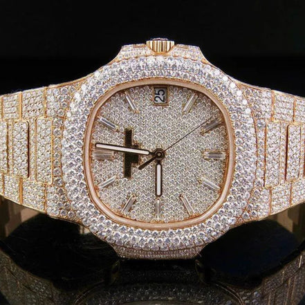 Baguette Cut Moissanite Dial Rose Tone Date Just Watch