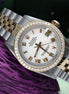 Datejust White Roman Dial Custom Moissanite Watch