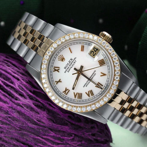 Datejust White Roman Dial Custom Moissanite Watch