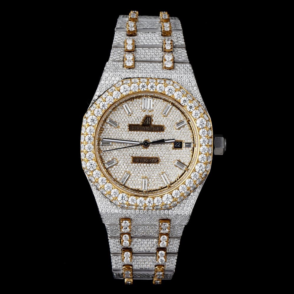 Baguette Stick Moissanite Diamond Dual Tone Watch