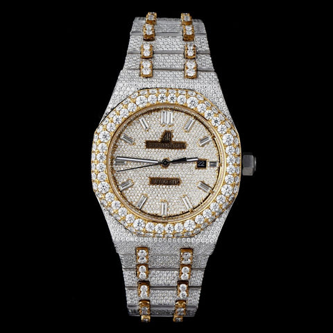 Baguette Stick Moissanite Diamond Dual Tone Watch