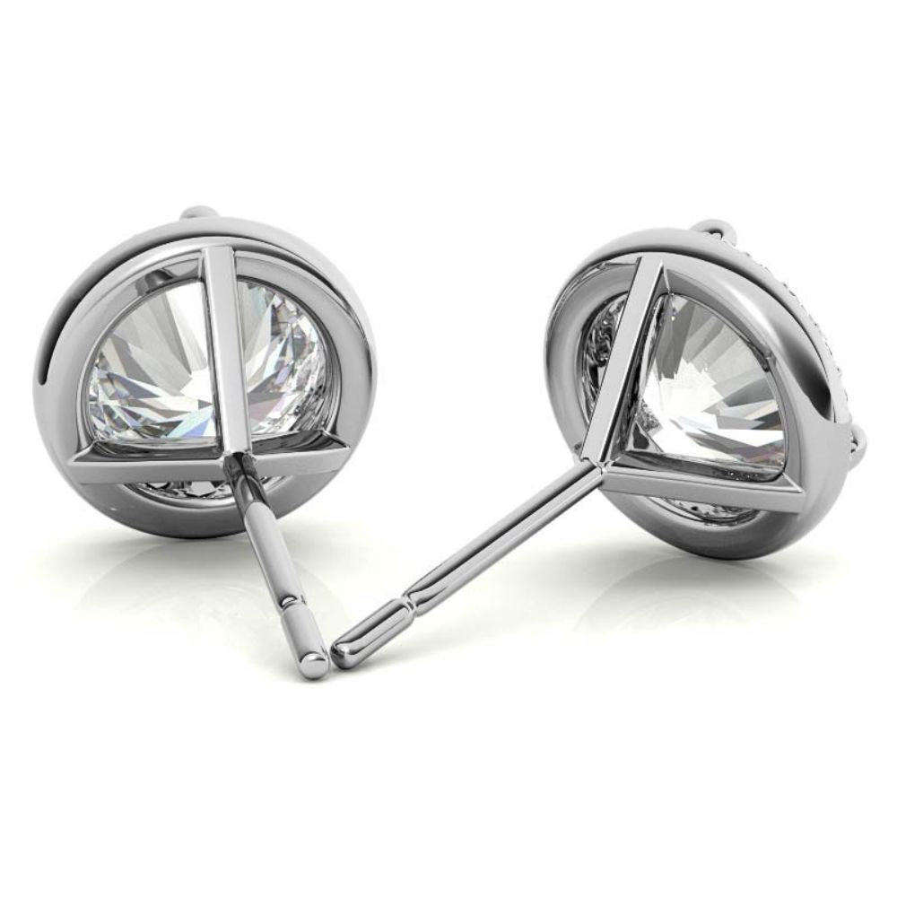 Round Cut Halo Moissanite Earrings For Her