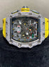 Yellow Rubber Strap Chrono Dial Moissanite Unique Style Watch