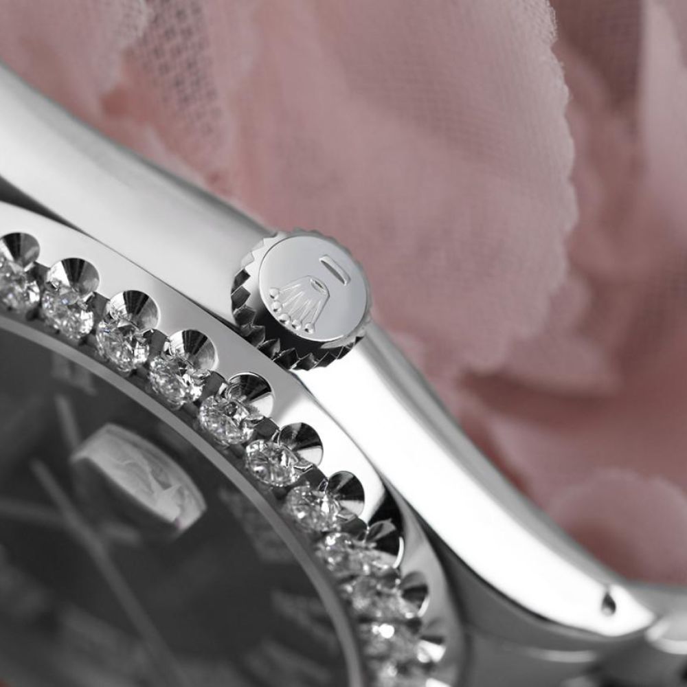 Custom Black Dial With Moissanite Roman Numerals Watch