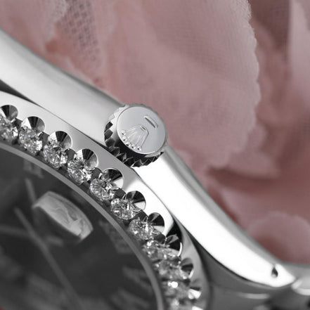 Custom Black Dial With Moissanite Roman Numerals Watch