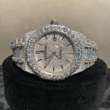 Iced Out Luxury D Color Full White Wrist Watch For Men's