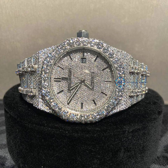 Iced Out Luxury D Color Full White Wrist Watch For Men's