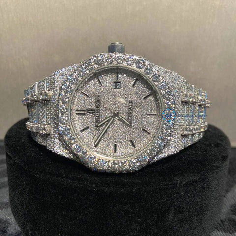 Iced Out Luxury D Color Full White Wrist Watch For Men's