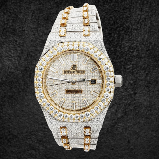Luxury Dual Tone Moissanite Diamond Wrist Watch