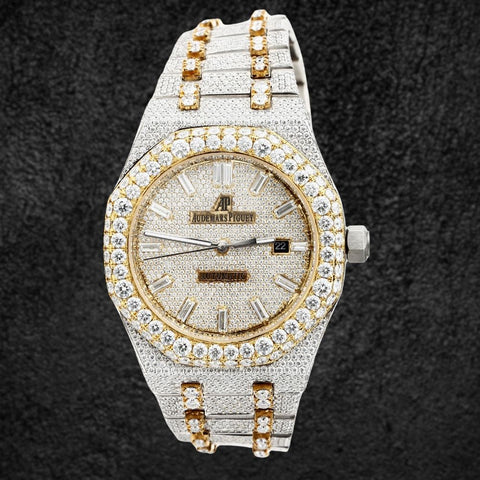 Luxury Dual Tone Moissanite Diamond Wrist Watch