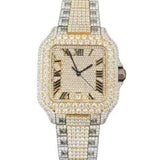 Dual Tone Roman Dial Moissanite Watch For Men's