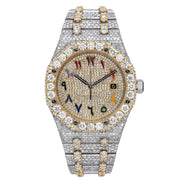 Moissanite Rain Bow Numeric Dual Tone Iced Out Watch