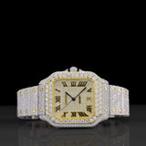 Moissanite Round Cut Dual Tone Hip Hop Watch