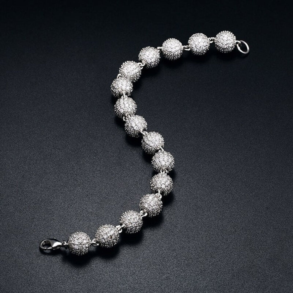 Ball Link Iced Out Moissanite Diamond Unisex Bracelet