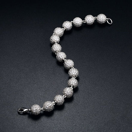 Ball Link Iced Out Moissanite Diamond Unisex Bracelet