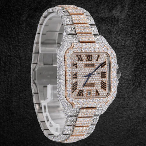 Dual Tone Automatic Moissanite Diamond Watch