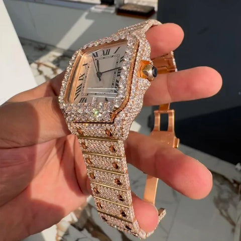 White Color Dial Moissanite Automatic Watch For Men's