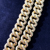 20mm All Over Baguette Moissanite Curve Cuban Link Bracelet