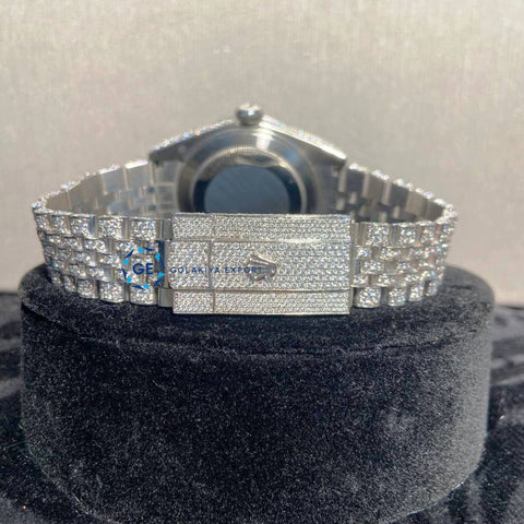 Roman Dial Full White Moissanite Wrist Watch